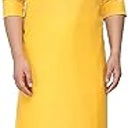 gauri laxmi enterprise Men's Cotton Blend Solid Regular Plain Kurta (^ P YLW 36_Yellow_S)-picture-62