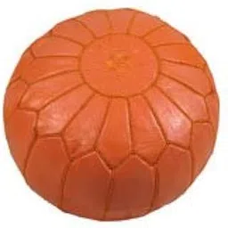 Treasures Of Morocco Moroccan Pouf Footrest Hassock Ottoman Handmade Leather Genuine 22 inches Diameter Unstuffed Orange-picture-45