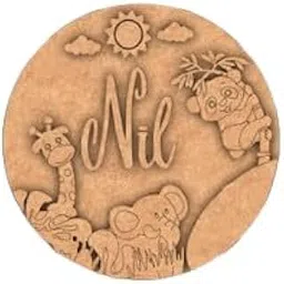 Personalized Safari Theme MDF Name Plate, Round Kids Room Wall Decor with Giraffe and Elephants, Turquoise || DIY kids-picture-43