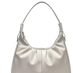 De Elmore Soft Faux Leather Hobo Shoulder Bag for Women - White Slouchy Crescent Purse - Medium Size Casual Daily Handbag with Zipper-picture-49