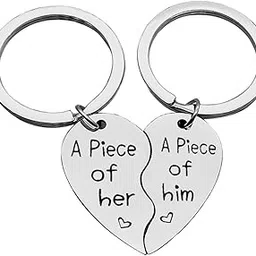 baixian His and Her Keychain Set 2Pcs Couple Gifts for Boyfriend and Girlfriend A Piece of Him and Her Keychain Set Couple Jewelry Anniversary Valentine's Day Gift for Boyfriend Girlfriend Husband Wife, image 1