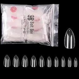 500Pcs short Almond Fake Nail Tips Full Cover Clear Acrylic Nails Press on Nails for DIY Nail Art, 10 Sizes (6c, clear)-picture-26