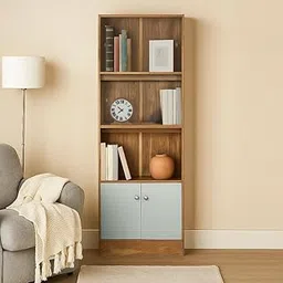 Nilkamal William Book Case|2 Shelves with Glass Sliding Doors, 1 Open Shelf & Closed Cabinet|Closed Storage Organiser|for Home, Office, Study, Library|Oak Grey-image-98