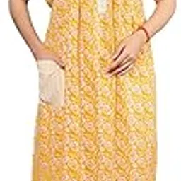 Women's Multi Color and White Plower Print Style Cotton Night Gown for Women. Premium Printed Stylish Long Cotton Pocket Nighty. Comfortable & Fancy Sleepwear, Nightwear, Maxi-picture-14