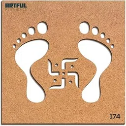 Swastik and Lakshami charan Wooden Rangoli Stencil for Diwali Decoration | Home and Festival Decoration, Size 8x8 inch Stencil for Art and Craft, Painting Rangoli Stencils-picture-26