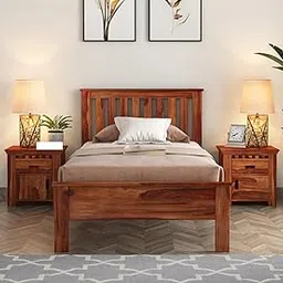 AMBICA WOODMART Solid Sheesham Wood Single Bed Without Storage, Upholstered Headboardb Diwan for Bedroom, Palang Livingroom and Home Areas-picture-20