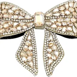 NNR Jewelry Crystal Shiny Stone Bow Butterfly Hair Bow Claw Clip Accessories for Women Girl Flower Princess Headwear Hair Pin | Fancy Hair Clips | Hair Accessories for Women (Golden, Medium)-picture-18