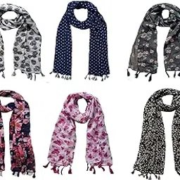 fusfus Women's Printed Scarf and Stoles, (Multicolor, FS073) - Pack of 6-picture-12