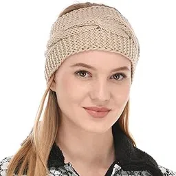 vr designers women Winter Woolen Headband Ear-warmer Earmuff (Beige)-picture-10