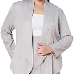 brinns Plus Size Shawl Collar Blazer with Skirt Suit Set(Grey)-picture-12