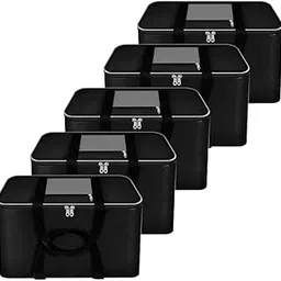 Moisture Proof Nylon Large Size Underbed Storage Bag For Clothes,Rectangular Organizers For Blanket, Bedsheets And Dresses, Multipurpose Bag Size (54 x 46 x 28 cm) (Grey) (Pack Of -5)-picture-10