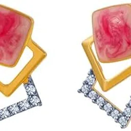 p.c. chandra jewellers 14k (585) Yellow Gold and American Diamond Stud Earrings for Women-picture-24