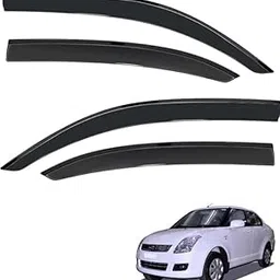 Compatible Chromeline Silverline Door Visor Wind Deflector for Maruti Dzire Model 2017 Onwards Set of 4 Pieces with Logo Key Chain Ring-picture-60