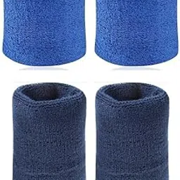 NATANI Traders Sports Wristbands, Cotton Sweatbands for Gym Exercise, Royal Blue and Navy Blue, 2 Pairs-image-51