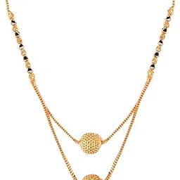 femmibella Gold Plated Double layered Embedded Chain with Pendant Mangalsutra For Women (Gold, 30gm)-picture-23