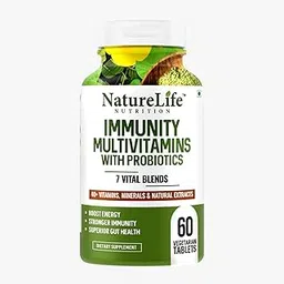 Nature Life Nutrition Immunity Multivitamins with Probiotics (60 Veg Tablets) 40+ Vitamins, Minerals & Natural Extracts, 7+ Vital Blends for Immunity, Energy & Digestion-picture-45
