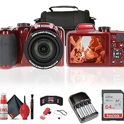 Kodak Pixpro AZ405 Digital Camera (AZ405RD) Bundle Including: 64 GB Memory Card, Rechargeable Batteries, Case, Neck Strap, Lens Caps, Full Cleaning Kit, Card Reader, Card Wallet, USB Cable, Cap Keeper-picture-32