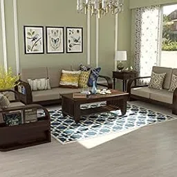 SAAMENIA FURNITURES Wooden 7 Seater Sofa Set for Living Room | Seven Seater Sofa for Office & Lounge | 3+2+2 Seater Sofa Sets for Home | Sheesham Wood, Walnut-image-91