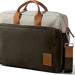 100% Cotton Canvas Commute Laptop Messenger Bag for Men & Women | Travel Shoulder Handbag With Trolley Sleeve | Metal Zip Closure | Leather Handles | Padded Laptop Compartment For 14"-image-12