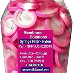 Nylon Syringe Filters Membrane - 25mm Membrane Diameter, 0.45μm Pore Size, Biological Filters,Pack of 100.-image-61