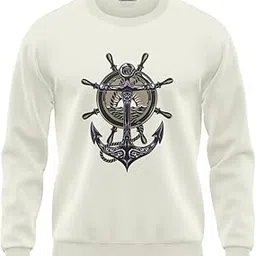 warriorworld Men's Cotton Sweatshirt | Nautical Anchor & Ship Wheel Print | Stylish Crewneck Pullover | Winter Wear | Maritime Theme-picture-40