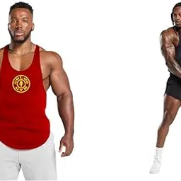 Gym Vest Workout Tank Top Set, 2 Pack, Men's Fitness Muscle Shirts Multicolour S M L XL XXL XXXL blackredgreyyy001a001-image-58