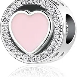 sbi jewelry Pink Love Heart Charm for Bracelets Anniversary Bead Charm Gift for Women Girls-picture-10