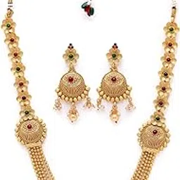 sukkhi Ethnicfloral Gold Plated Rani Haar Long Kundan Studded Multistring Necklace Set And Earring | Jewellery Set For Women (NS105732)-picture-51