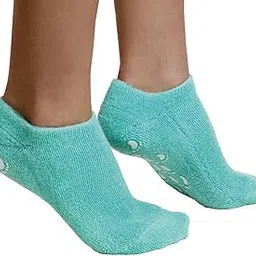 EMILYSTORES Green Moisturize Soften Repair Cracked Skin Moisturizing Treatment Full Gel Jojoba Oil Vitamin E Spa Socks 1Pair-image-40
