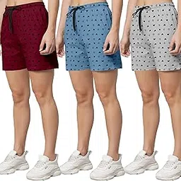 runk Women's Cotton Printed Regular Shorts - Pack of 3||Short Nightwear(Multicolour)-picture-17