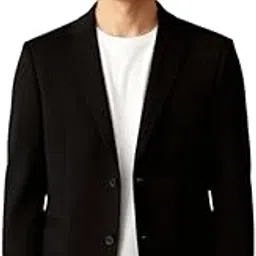 cjc Men's Formal Blazer, Black, Polyester Blend, Regular Fit, Business Casual Style, Notched Lapel, Long Sleeve, Fully Lined-picture-10