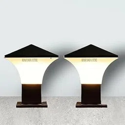 MOHAR SINGH JI STORE Main Gate Pillar Lamp Waterproof Home & Kitchen Outdoor with Black Metal Outdoor, Gate, Garden, Pillar Post Lighting Home Fancy Modern Design (Pack of 2) (Bulb Not Included)-picture-58