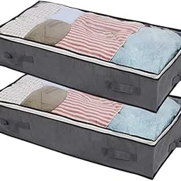 JERIA 2 Pack Large Underbed Storage Bags Organizer Container with 4 Handles and 2 Sturdy Zippers, Blankets Clothes Comforters Foldable Storage Bags with Clear Window (Size: 40" L X 20" W X 7" H)-picture-10