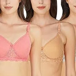 arc de shapes Women's Lace with Lightly Padded, Bralette T-Shirt Bra Provides Full Coverage Seamless and Non-Wired All Day Comfort B Cup Pack of Multi with Free Straps-picture-37