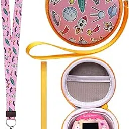 LTGEM Case Compatible with Tamagotchi Pix/Tamagotchi Original/Tamagotchi Nano x/Tamagotchi Hello Kitty/Tamagotchi Uni, Protective Carrying Electronic Pets Case with Lanyard Neck Strap(Pink Space)-picture-66