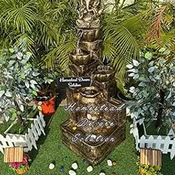 Homestead Decore Solution Tiered Cascading Ganesha Water Fountain Big Size 4 Feet, Decorative Home Decore Living Room Office Garden Meditation Area, Indoor Outdoor, Bronze, Fiber Material-image-12