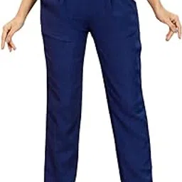 vie ethnic wear Women’s Linen Pants Straight Fit Trousers for Daily Use Formal Pants for Women Office Wear Stylish Trouser Pants for Women (Royal Blue, XL)-picture-31