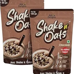 Chocolate Oats Milkshake Pack of 2 (400g) Each | Rich and Creamy Cocoa Shake with Oats, Skimmed Milk Powder and Stevia | Ready in 30 Sec | Breakfast Drink for Energy, Fitness & Weight Management-image-3