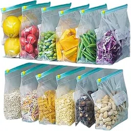 Denique Plastic Zip Lock Reusable Slider Zipper Transparent Gusset Bag For Food Storage,Fruit Vegetable Freeze Storage Pouch Bags.Use for Freezer and Office Storage - pcs set (10)-picture-23