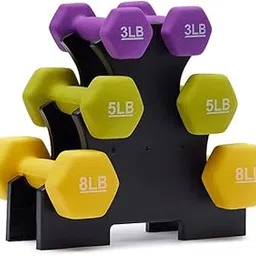 KAKSS Supreme Quality Neoprene Dumbbell Set of 6pc Dumbbells with Stand, Multicolor-picture-27