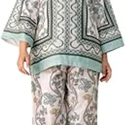 Women's Printed Silk Blend Co-Ord Set | Long Sleeves Shirt and Trouser Set for Women-picture-51