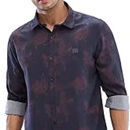 spykar Full Sleeve Slim Fit Printed Red Shirts for Men-picture-40