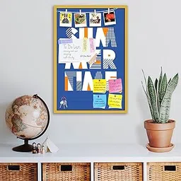 ArtzFolio Summer Time D2 | Bulletin Board Notice Pin Board | Vision Soft Board Combo with Thumb Push Pins & Sticky Notes | Golden Frame | 12 x 18 inch (30 x 46 cms)-picture-33
