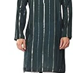 see designs Men's Long Sleeve Side Slit Sequins Embroidered Pure Chanderi Silk Straight Mandarin Collar Kurta-picture-51