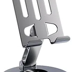 Mobeezy Silver Cell Phone Stand, 360° Adjustable Phone Stand for Desk, Foldable Phone Holder Fully Carried Easily, Disc Base-picture-35