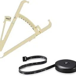 Bravezi Personal Body Skin Fold caliper and Analyzer_Cream and Body Measuring Tape Dual Side Push Button Portable Round Retractable_Black (Pack of 2)-image-84