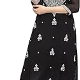 Women Black Polyester Straight Yarndyed Kurta-image-51