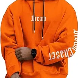sxv style Dream Gothic Text Pullover Hoodie, Orange, Casual Sweatshirt with Sleeve Print-picture-29