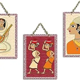 Ranovaa Tribal Folk Art Wooden Wall Hanging | Wall Decor Featuring Musician Portraits Village Women and Traditional Artwork | Ideal for Home Office Living Room Bedroom and Festive Decoration(DWA_9625)-picture-33