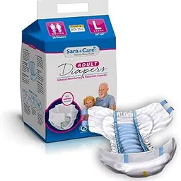 Sara+Care Large Adult Diapers - Unisex, Leakproof, High Absorbency, Odour Control, Elastic Waist, Wetness Indicator, Overnight Protection, Fits Waist 28"-48" - Comfort & Reliability-image-41
